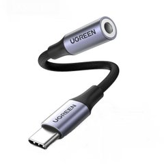 Аудіо кабель з UGREEN AV161 USB-C to 3.5mm M/F Cable Aluminum Shell with Braided 10cm (Space Gray) (UGR-80154) (UGR-80154)