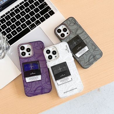 Чехол для iPhone 15 Pro Stone Island с патч-нашивкой Стоников Фиолетовый