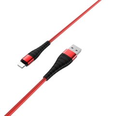 Кабель BOROFONE BX32 USB to iP, 2.4A, 1m, nylon, aluminum+TPE connectors, Red (BX32LR)