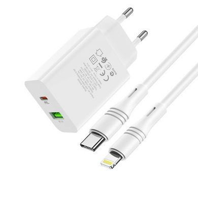 Сетевое зарядное устройство BOROFONE BA56A Lavida PD20W+QC3.0 charger (Type-C to Lightning) White (BA56ACLW)