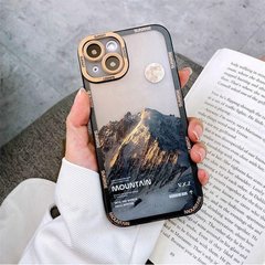 Чехол для iPhone 15 Snowy Mountains с защитой камеры Прозрачно-коричневый