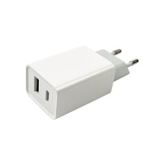 Сетевое зарядное устройство Mibrand MI-206C Travel Charger USB-A + USB-C White (MIWC/206CUCW)