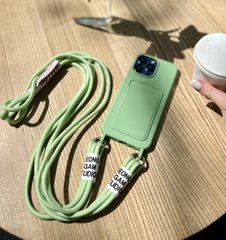 Чохол для iPhone 15 з ременем для плеча зі слотом для карток Зелений