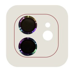 Защитное стекло Metal Classic на камеру (в упак.) iPhone 12 / 12 mini / 11 Сиреневый / Rainbow