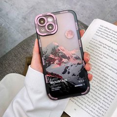 Чохол для iPhone 15 Plus Snowy Mountains із захистом камери Прозоро-рожевий