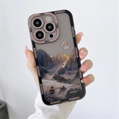 Чохол для iPhone 15 Plus Scenery Mountains із захистом камери Прозоро-коричневий