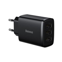 Мережевий зарядний пристрій Baseus Compact Charger 3U 17W EU Black (CCXJ020101)