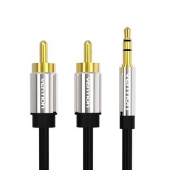 Кабель Vention 3.5mm Male to 2RCA Male Audio Cable 1.5M Black Metal Type (BCFBG) (BCFBG)