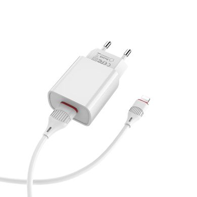 Сетевое зарядное устройство BOROFONE BA20A Sharp single port charger set(Lightning) White (BA20ALW)
