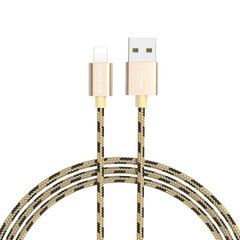 Кабель BOROFONE BX24 USB to iP 2.4A, 1m, nylon, aluminum connectors, Gold (BX24LGD)