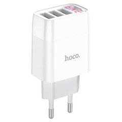 Сетевое зарядное устройство HOCO C93A Easy charge 3-port digital display charger White (6931474760593)