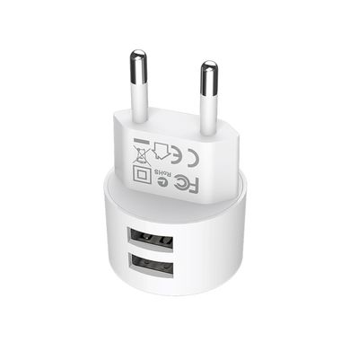 Мережевий зарядний пристрій BOROFONE BA23A Brilliant dual port charger set(Lightning) White (BA23ALW)