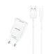 СЗУ Usams T21 Charger kit T18 single USB EU charger +Uturn Lightning cable White (T21OCLN01)